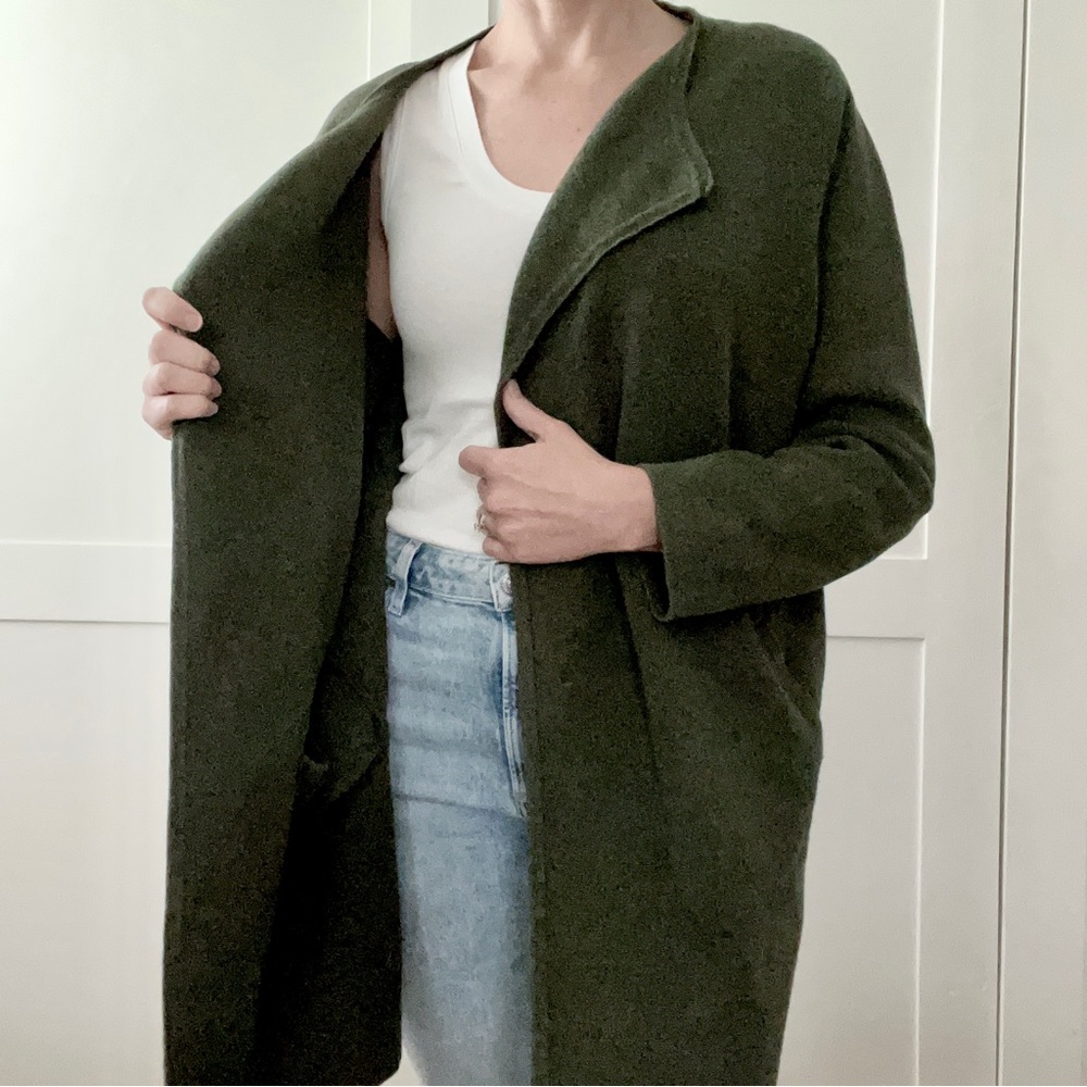 J Crew Factory Collarless Sweater Blazer Cardigan, Size L